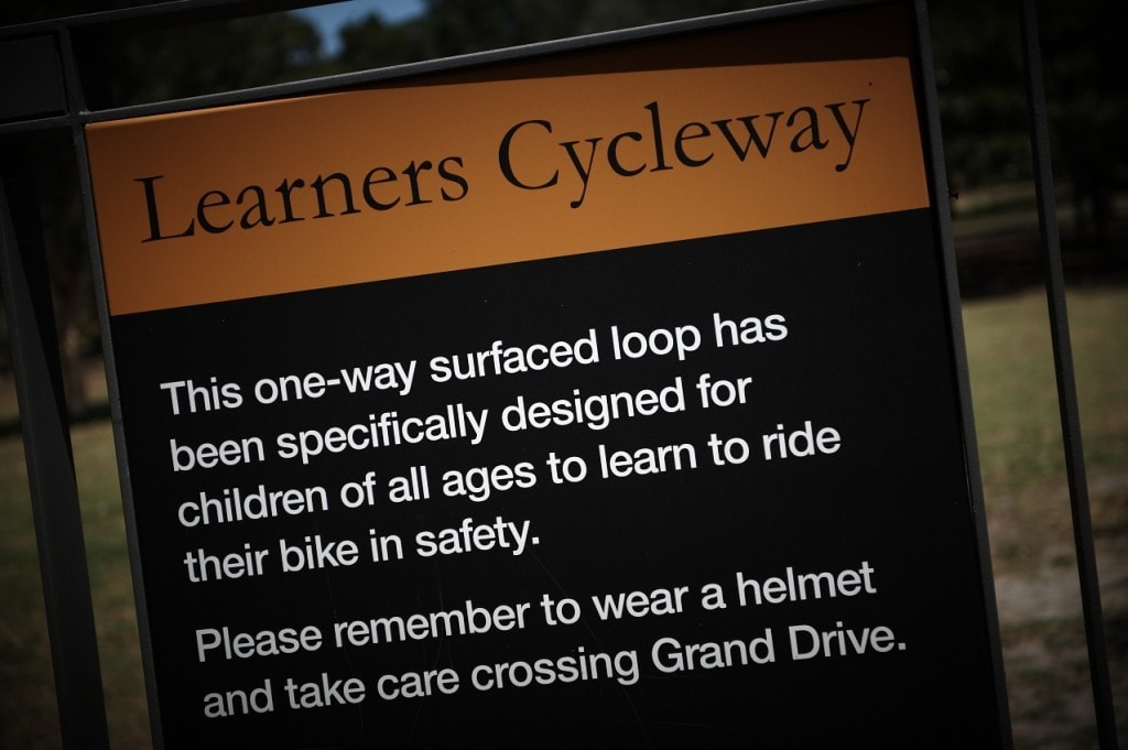 Information sign at Centennial parklands childrens Cycleway.